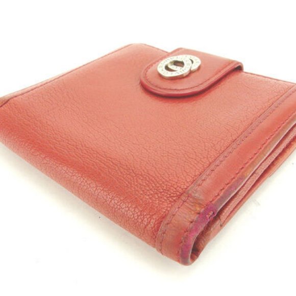 Bvlgari Wallet Purse Folding wallet Red Silver Woman Authentic Used Y4085 - Picture 4 of 6